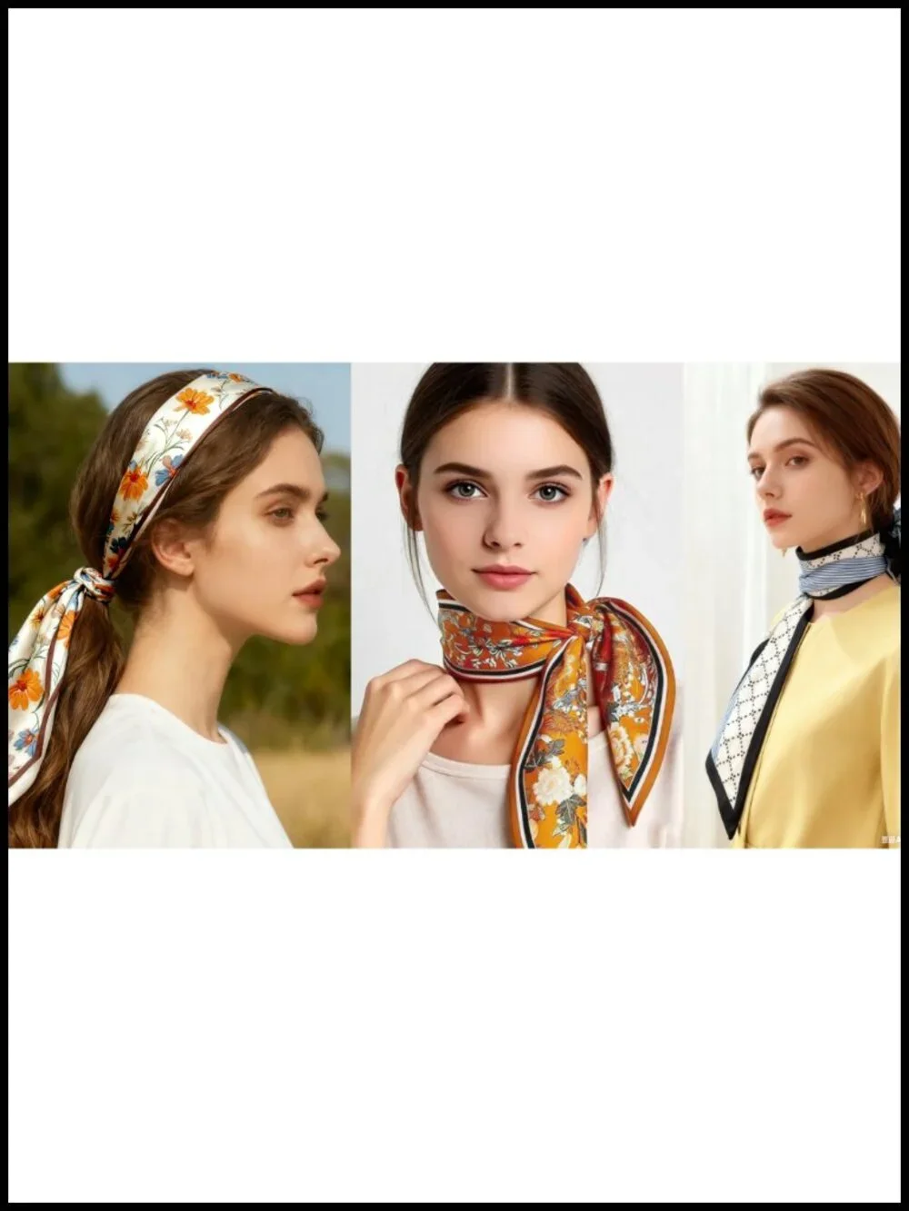3 Pack Satin Scarf for Women - 57x5.3 Inch Skinny Scarf for Neck, Hair, Handbag